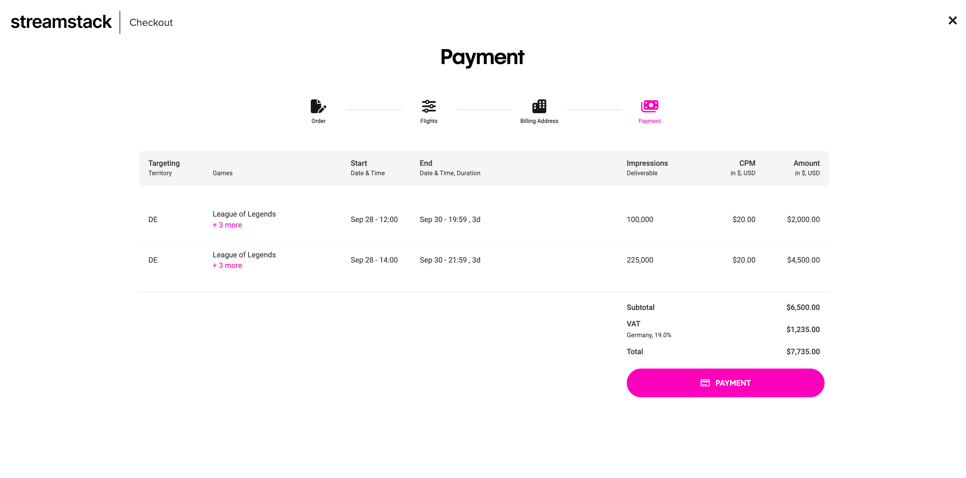 Streamstack - Payment